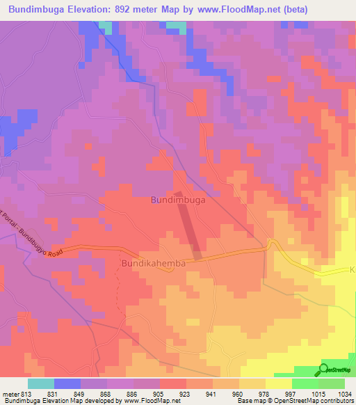 Bundimbuga,Uganda Elevation Map