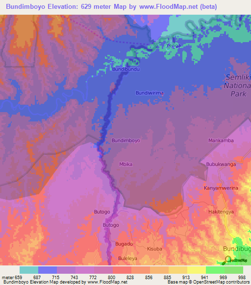 Bundimboyo,Uganda Elevation Map