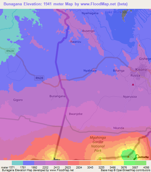 Bunagana,Uganda Elevation Map