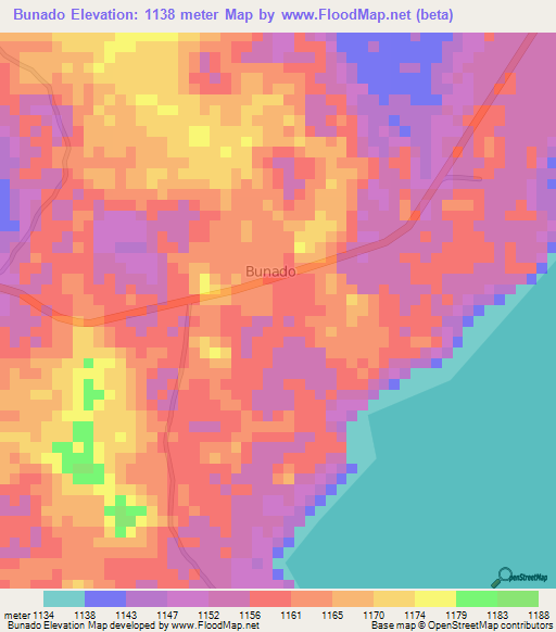 Bunado,Uganda Elevation Map