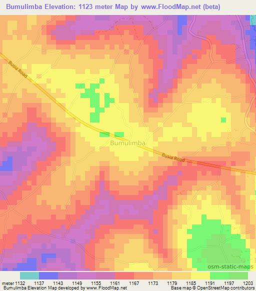 Bumulimba,Uganda Elevation Map