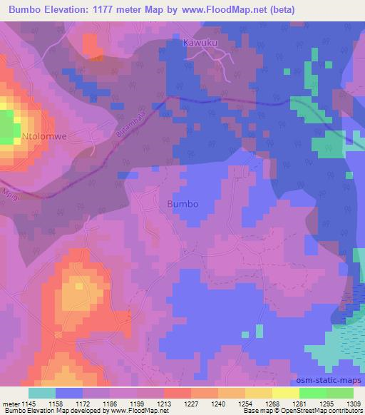 Bumbo,Uganda Elevation Map