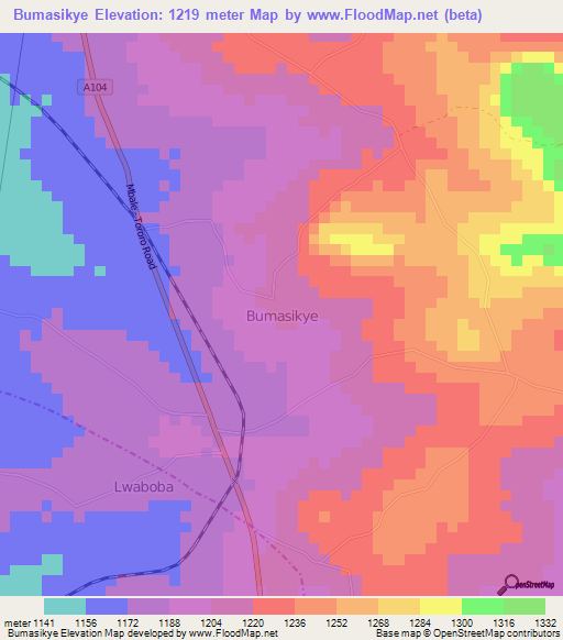 Bumasikye,Uganda Elevation Map