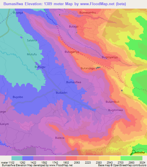 Bumasifwa,Uganda Elevation Map