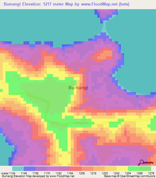 Bumangi,Uganda Elevation Map