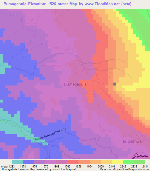 Bumagabula,Uganda Elevation Map