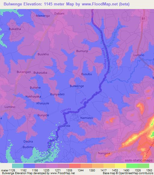 Bulwenge,Uganda Elevation Map
