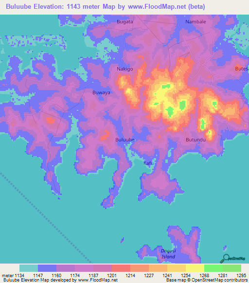 Buluube,Uganda Elevation Map