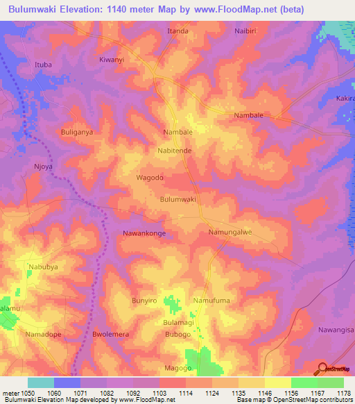 Bulumwaki,Uganda Elevation Map