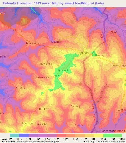 Bulumbi,Uganda Elevation Map