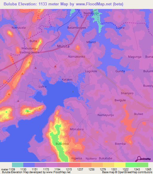 Buluba,Uganda Elevation Map