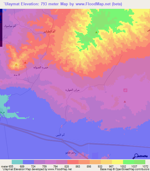 `Ulaymat,Syria Elevation Map