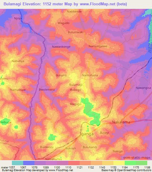 Bulamagi,Uganda Elevation Map