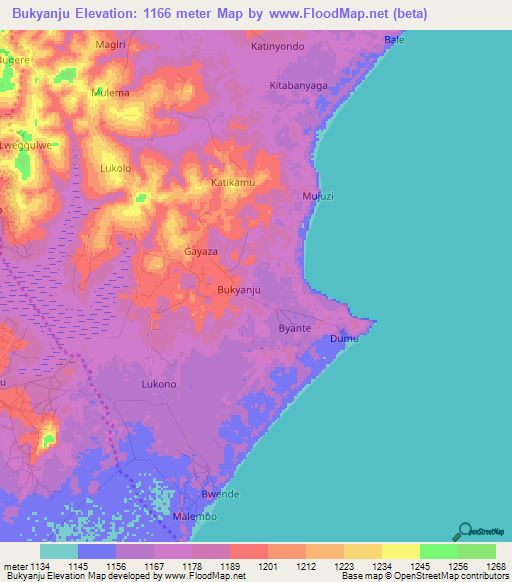 Bukyanju,Uganda Elevation Map