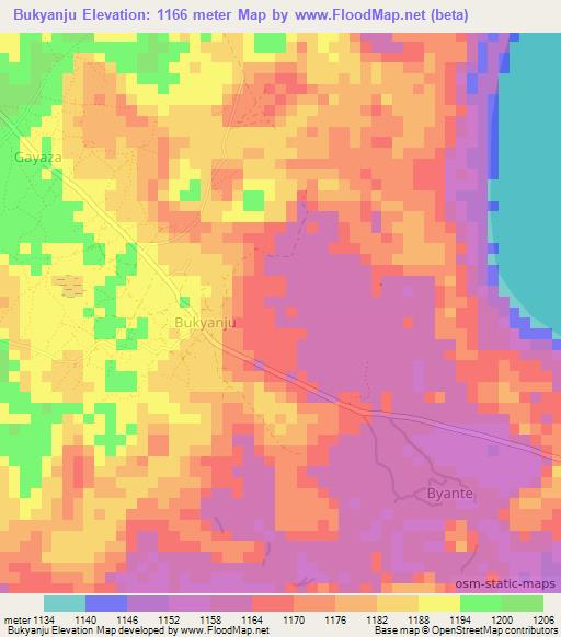 Bukyanju,Uganda Elevation Map