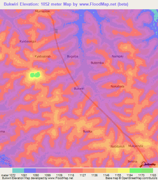 Bukwiri,Uganda Elevation Map