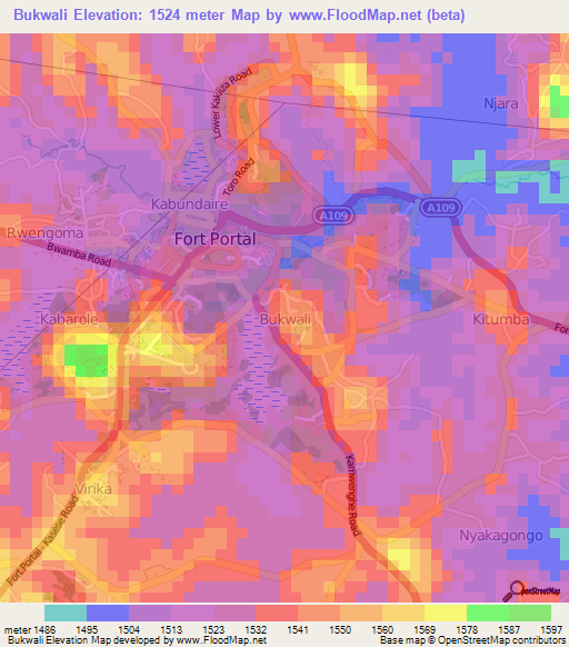Bukwali,Uganda Elevation Map