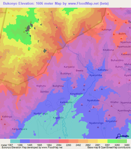 Bukonyo,Uganda Elevation Map