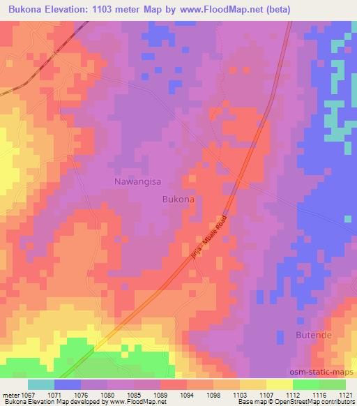 Bukona,Uganda Elevation Map