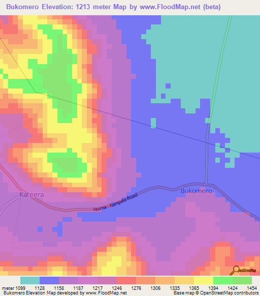Bukomero,Uganda Elevation Map