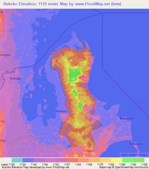 Bukoko,Uganda Elevation Map
