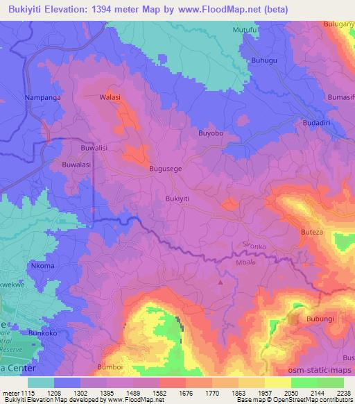 Bukiyiti,Uganda Elevation Map