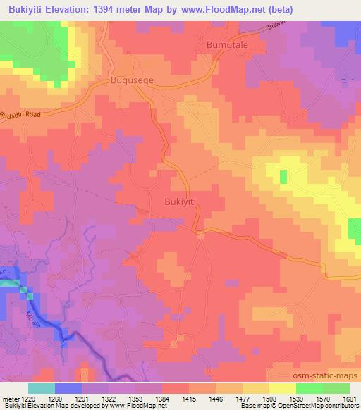 Bukiyiti,Uganda Elevation Map