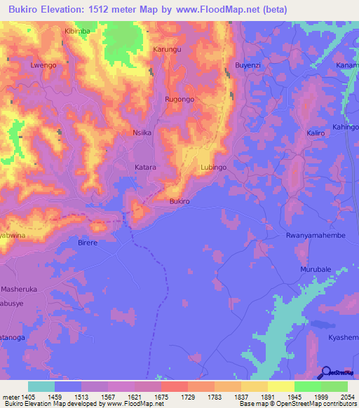 Bukiro,Uganda Elevation Map