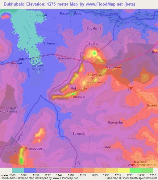Bukhubalo,Uganda Elevation Map