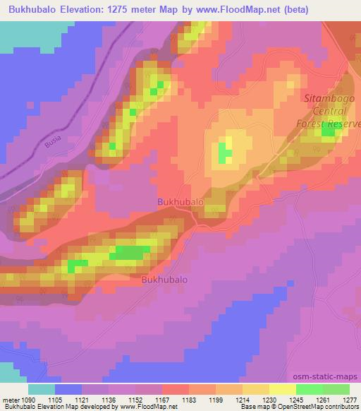 Bukhubalo,Uganda Elevation Map
