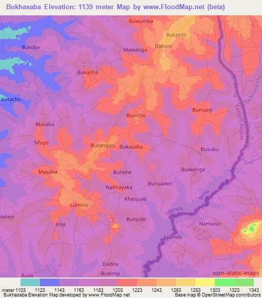 Bukhasaba,Uganda Elevation Map