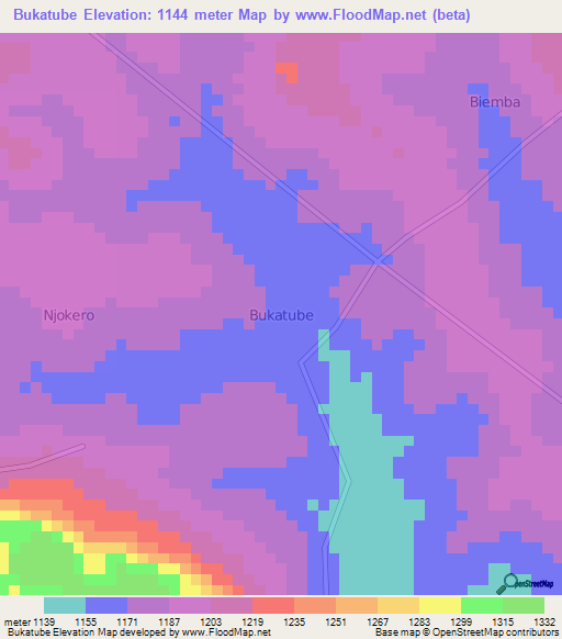 Bukatube,Uganda Elevation Map
