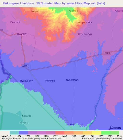 Bukangara,Uganda Elevation Map