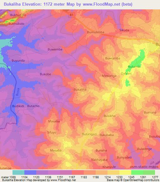 Bukaliha,Uganda Elevation Map