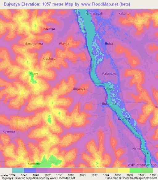 Bujwaya,Uganda Elevation Map