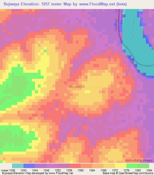 Bujwaya,Uganda Elevation Map