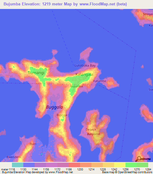 Bujumba,Uganda Elevation Map