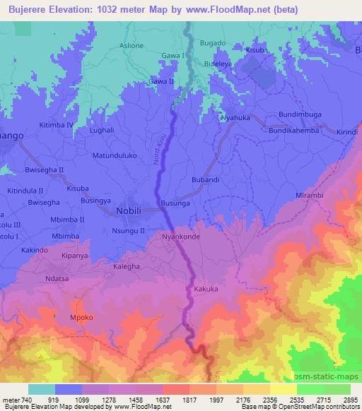 Bujerere,Uganda Elevation Map