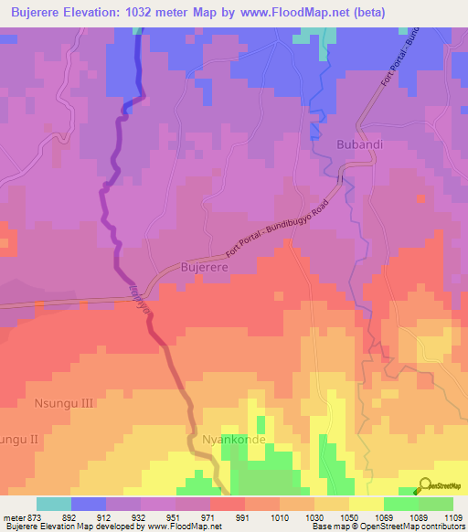 Bujerere,Uganda Elevation Map