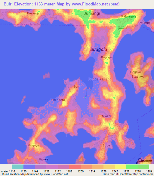 Buiri,Uganda Elevation Map