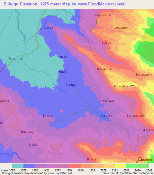 Buhugu,Uganda Elevation Map