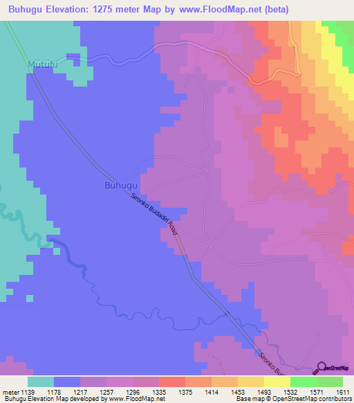 Buhugu,Uganda Elevation Map