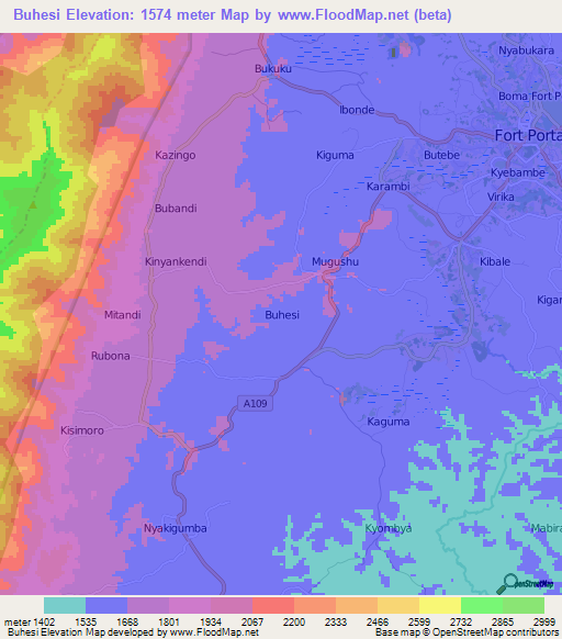 Buhesi,Uganda Elevation Map