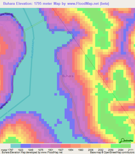 Buhara,Uganda Elevation Map