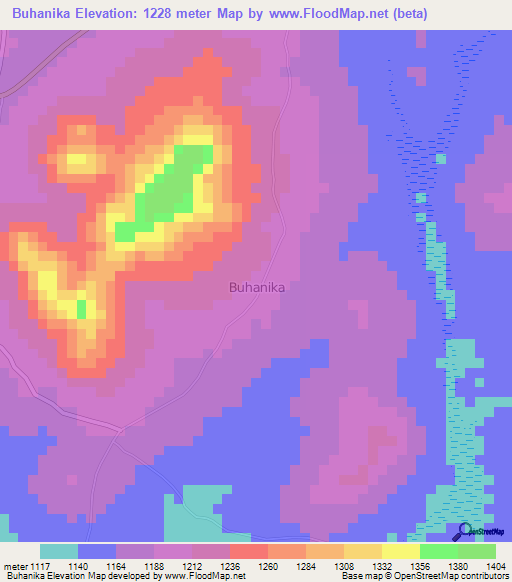 Buhanika,Uganda Elevation Map