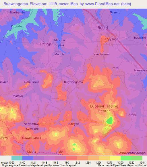 Bugwangoma,Uganda Elevation Map