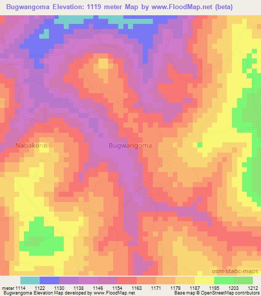 Bugwangoma,Uganda Elevation Map