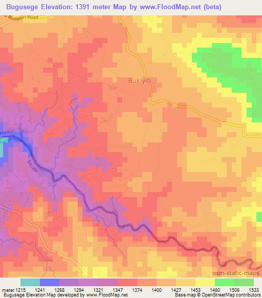 Bugusege,Uganda Elevation Map