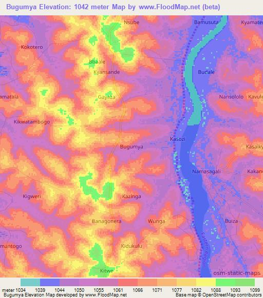 Bugumya,Uganda Elevation Map