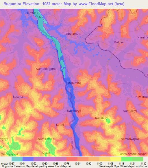 Bugumira,Uganda Elevation Map